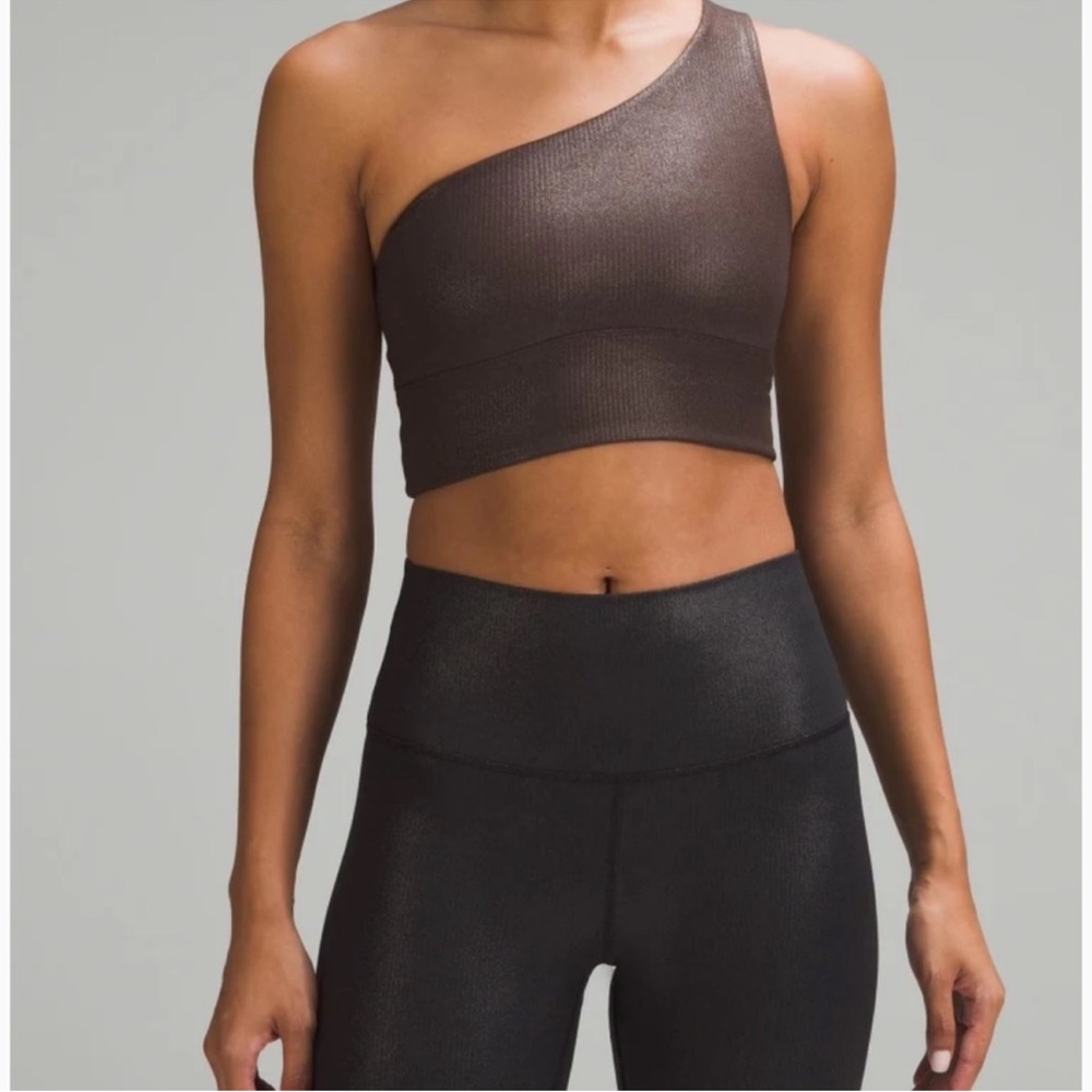 Lululemon One-Shoulder ribbed Brown Crop Top